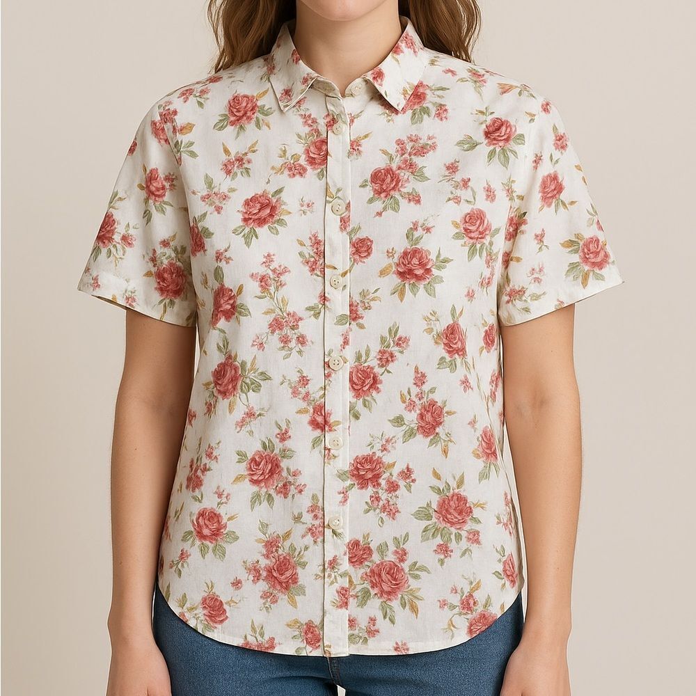Lauren Brooke | Cotton Button Up Blouse Size XL